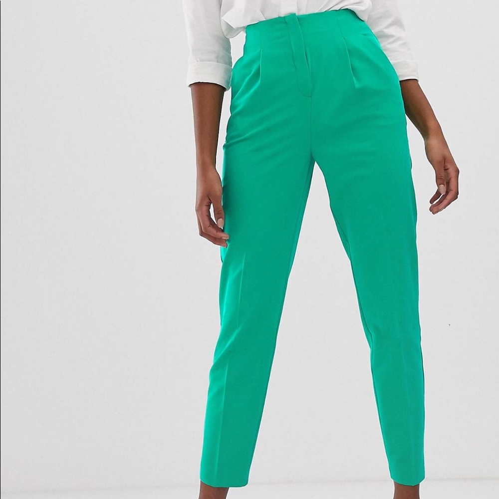 ASOS tall green high waisted cigarette pants